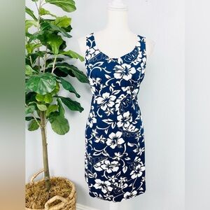 Hilo Hattie Blue Orchid Floral Hawaiian Mini Summer Vacation Dress